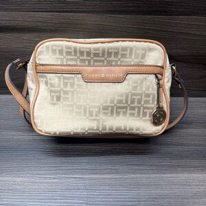 Tommy Hilfiger Monogram Crossbody Bag Beige and Brown